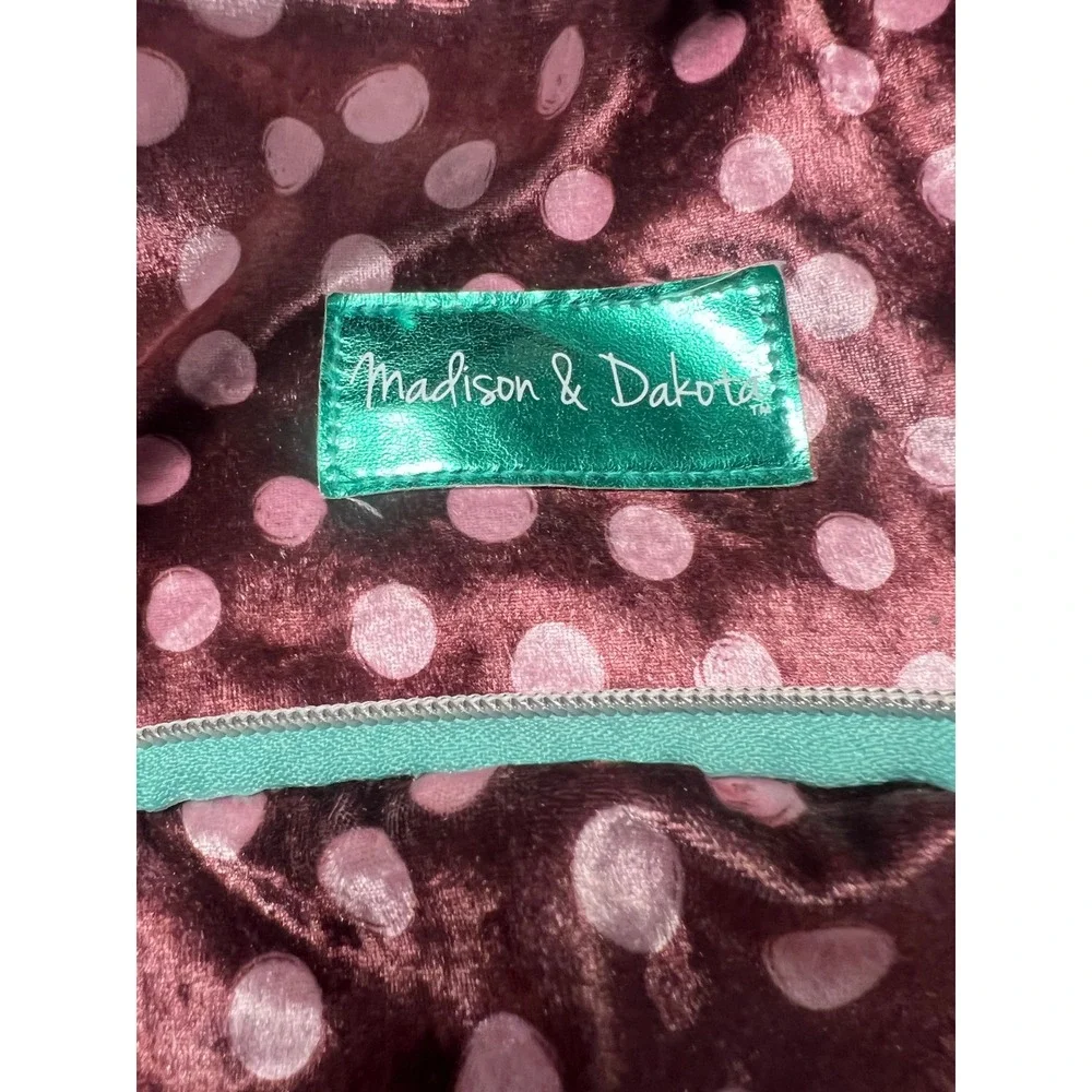 Madison & Dakota Kids Backpack Velvet Polka Dot Burgundy Teal School Bag